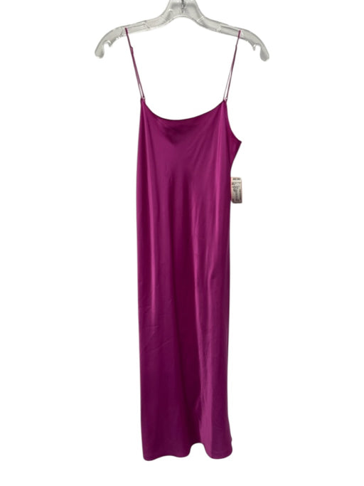 Daily Drills Size S Fuschia Pink Polyester Satin Spaghetti Strap Midi Dress Fuschia Pink / S