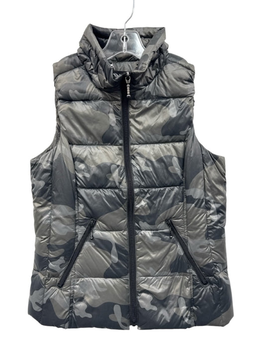 Anorak Size S gray & green Nylon Down Fill Camoflage Zip Up Puffer Vest gray & green / S