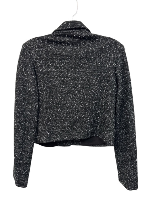 MNG by Mango Size S Black & White Polyester & Acrylic Tweed Collar Jacket Black & White / S
