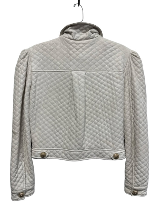Generation Love Size XS White Polyurethane Pleather Quilted Gold Buttons Jacket White / XS