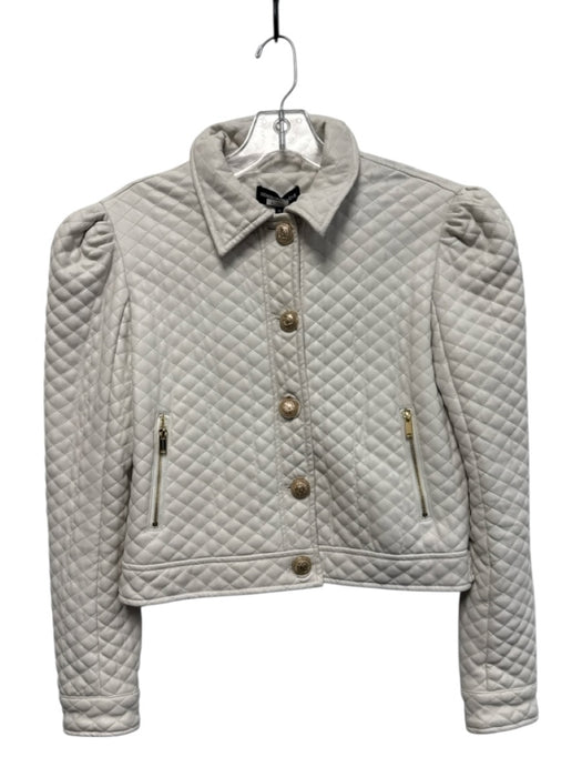 Generation Love Size XS White Polyurethane Pleather Quilted Gold Buttons Jacket White / XS