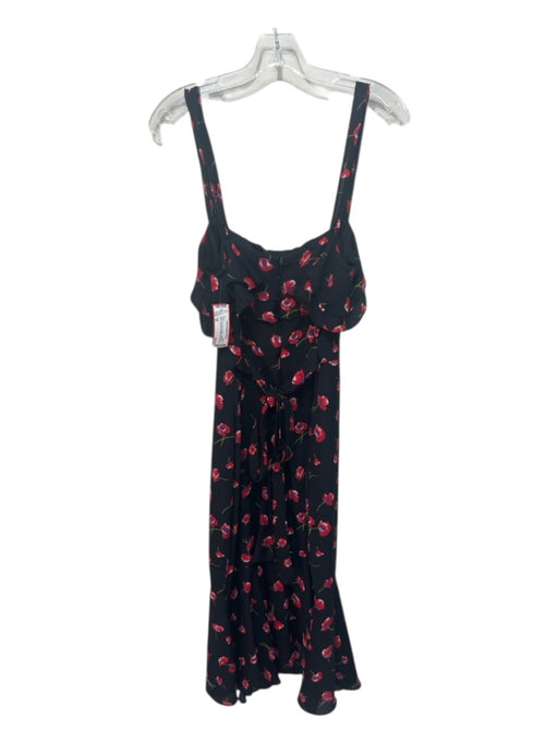 Likely Size 10 Black, red, blue Polyester Spaghetti Strap Floral Print Dress Black, red, blue / 10