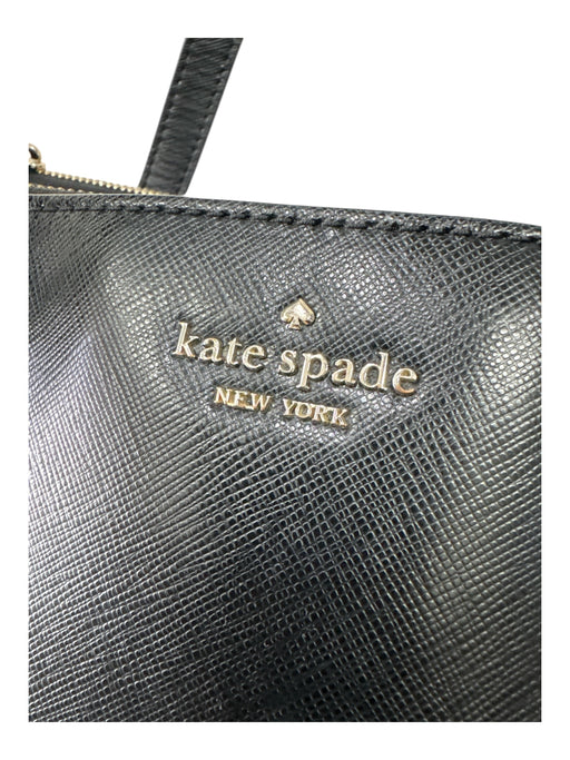 Kate Spade Black Leather Gold Tone Hardware Solid Top Handles Tote Bag Black / L