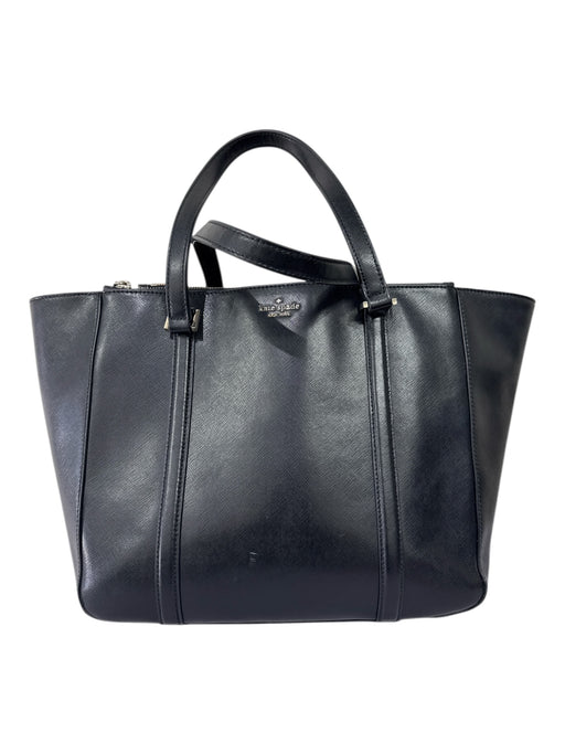 Kate Spade Black Leather Gold Tone Hardware Solid Top Handles Tote Bag Black / L