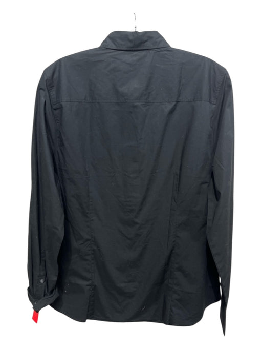 J Crew Size L Black Cotton Solid Long Sleeve Button Up & Collar Top Black / L