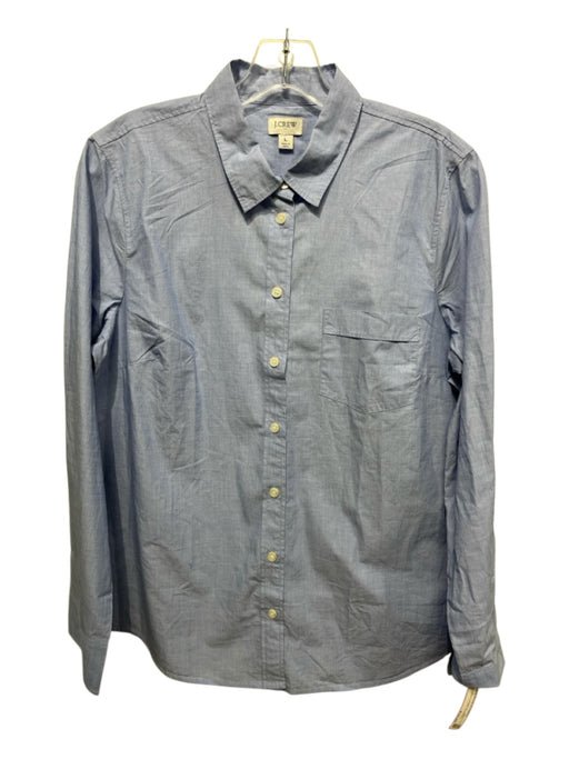 J Crew Size L Light Blue Cotton Heathered Long Sleeve Button Up & Collar Top Light Blue / L
