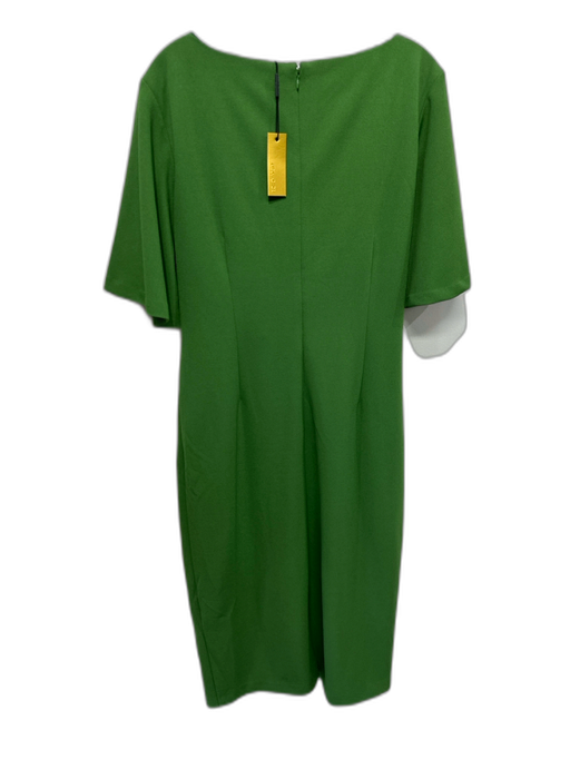 Alexia Admor Size L Green Polyester Short Sleeve Back Zip Wide Neck Dress Green / L