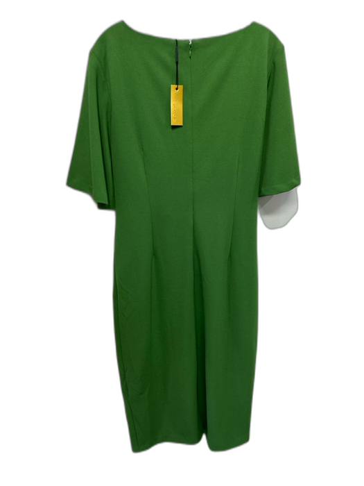 Alexia Admor Size L Green Polyester Short Sleeve Back Zip Wide Neck Dress Green / L