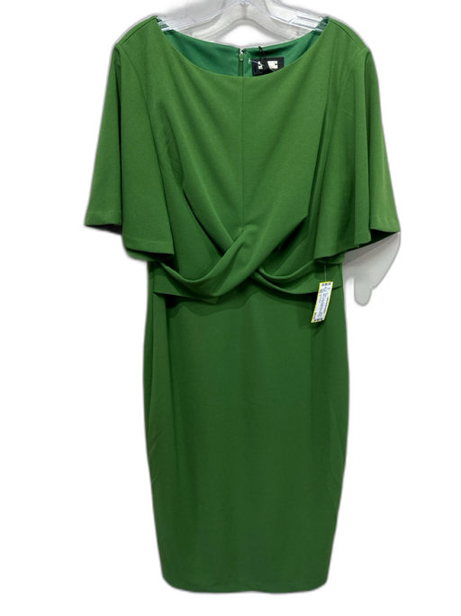 Alexia Admor Size L Green Polyester Short Sleeve Back Zip Wide Neck Dress Green / L
