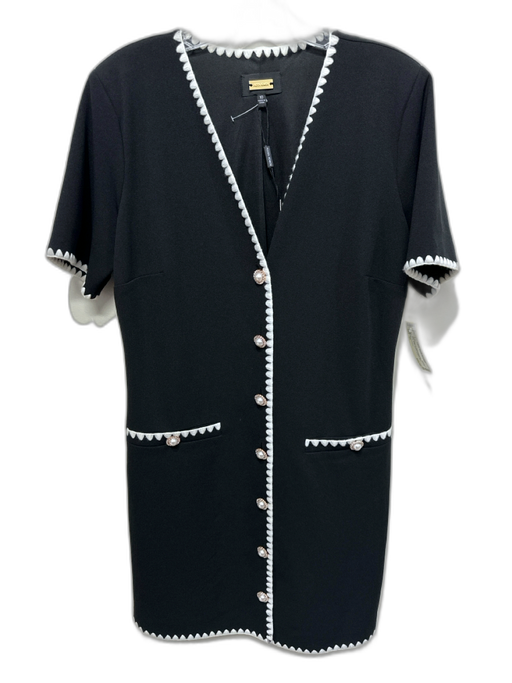 Alexia Admor Size 10 Black & White Polyester Shoulder Pads Short Sleeve Dress Black & White / 10