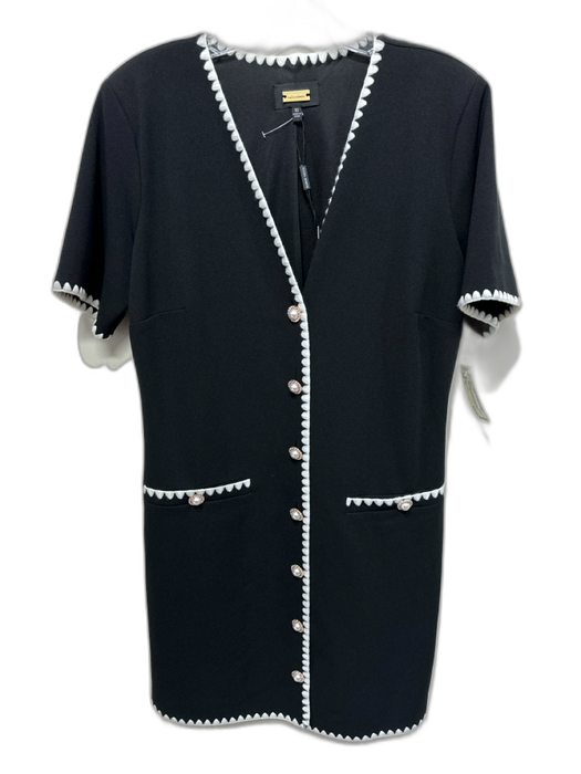 Alexia Admor Size 10 Black & White Polyester Shoulder Pads Short Sleeve Dress Black & White / 10