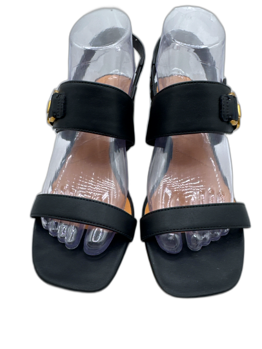 Sarto Franco Sarto Shoe Size 8 Black Leather Block Heel Stacked Sandals Black / 8