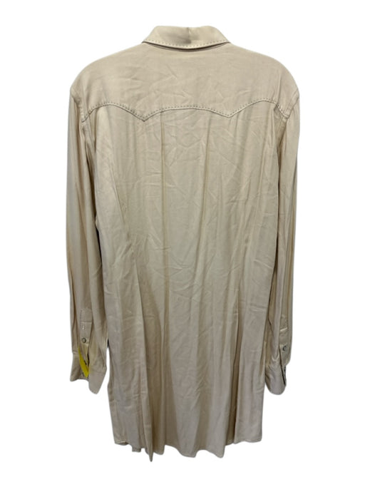 Ralph Lauren Size 14 Beige Viscose Long Sleeve Button Up Collar Below knee Dress Beige / 14