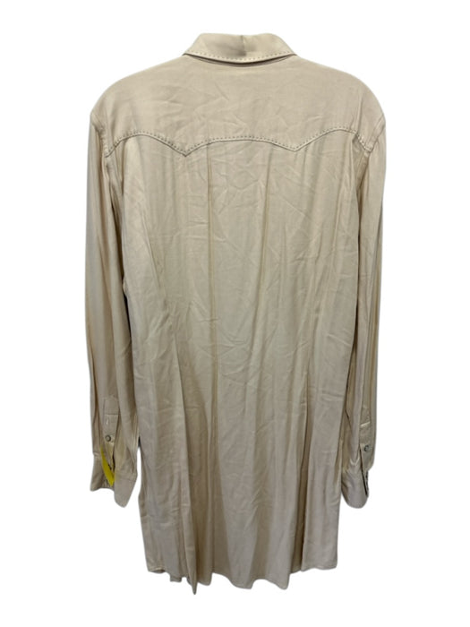 Ralph Lauren Size 14 Beige Viscose Long Sleeve Button Up Collar Below knee Dress Beige / 14