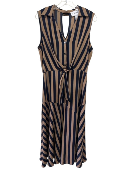Joseph Ribkoff Size 10 Brown & Black Polyester Stripe Sleeveless Maxi Dress Brown & Black / 10
