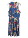 Eliza J Size 12 Blue & Multi Linen & Rayon Sleeveless Floral Surplice Maxi Dress Blue & Multi / 12