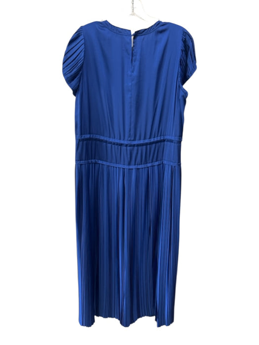Rebecca Taylor Size L Royal Blue Polyester Pleated Cap Sleeve Maxi Pleated Dress Royal Blue / L