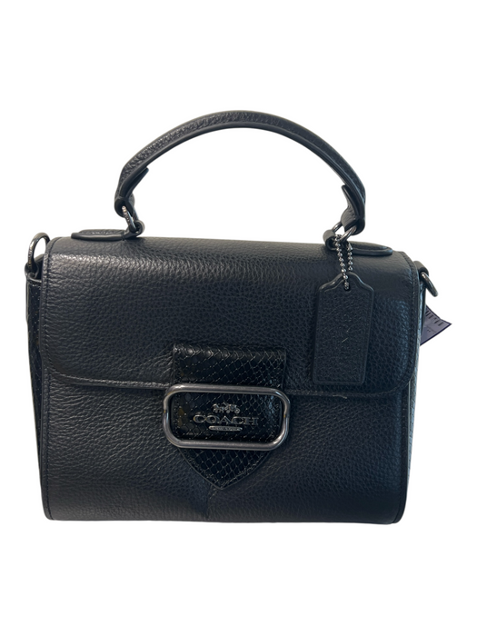 Coach Black Pebble Leather Gunmetal Hardware Magnetic Snap Closure Bag Black / S