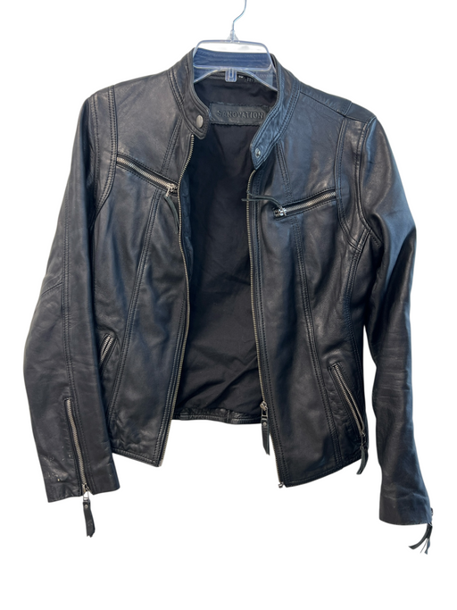 Sanovation Size 40 Black sheep skin Long Sleeve Silver Hardware Zippers Jacket Black / 40