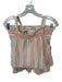 Free People Size M Peach & Cream Cotton Blend High Waist Striped Short Set Peach & Cream / M