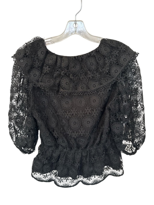 Marie Oliver Size S Black Polyester Guipere Lace Overlay Long Sleeve Top Black / S