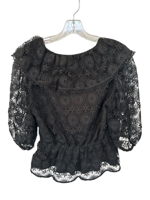 Marie Oliver Size S Black Polyester Guipere Lace Overlay Long Sleeve Top Black / S