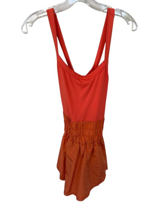 FP Movement Size L Orange Polyamide Blend Sleeveless Smocked Waist Romper Orange / L