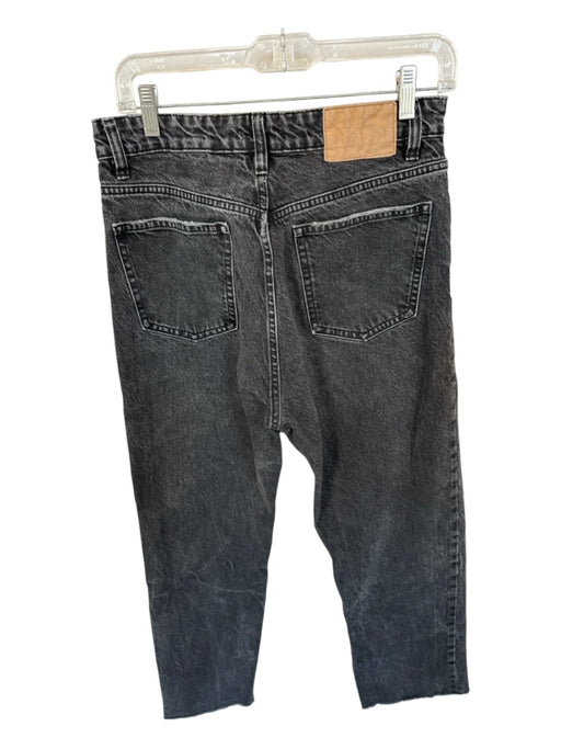 Zara Size 8 Black Cotton High Waist Button Fly Straight Leg Raw Hem Jeans Black / 8