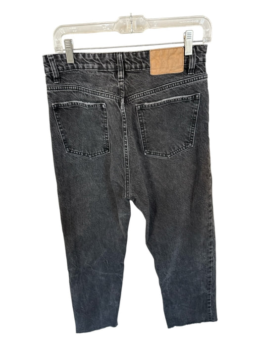 Zara Size 8 Black Cotton High Waist Button Fly Straight Leg Raw Hem Jeans Black / 8