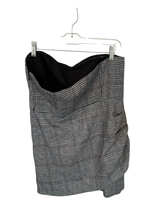 House of Harlow Size M Black & Brown Wool Blend Strapless Plaid Dress Black & Brown / M