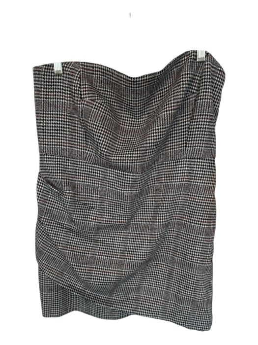 House of Harlow Size M Black & Brown Wool Blend Strapless Plaid Dress Black & Brown / M