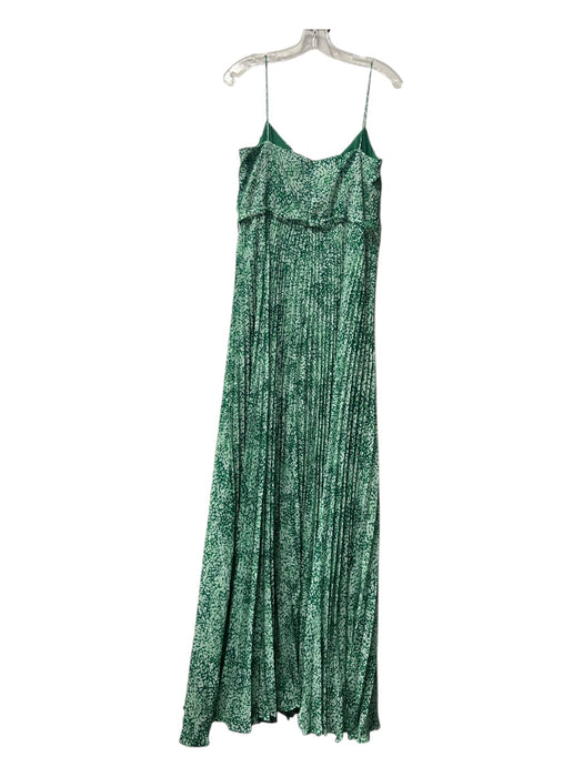 ML Monique Lhuillier Size 12 Green Polyester V Neck Spaghetti Strap Pleated Gown Green / 12