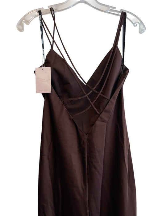 Birdy Grey Size S Espresso Polyester Satin Cross Over V Neck Back Zip Dress Espresso / S