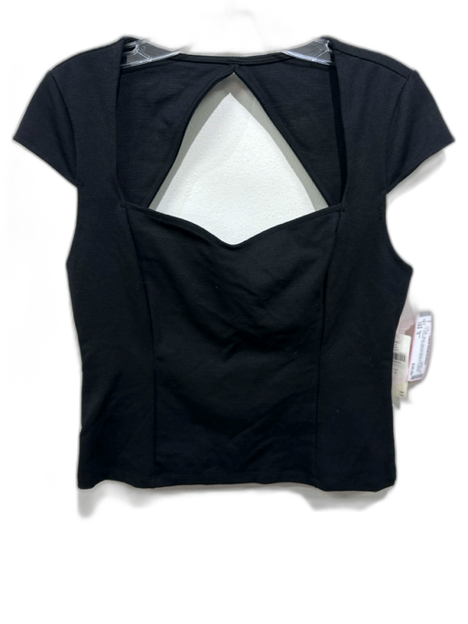 Maeve Size S Black Viscose Blend Cap Sleeve Cutouts Sweetheart Neckline Top Black / S