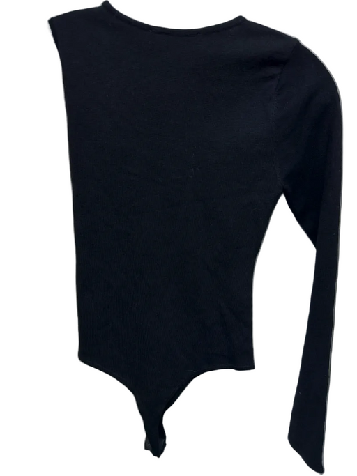 ASTR Size S Black Viscose Blend Knit Twist Detail One Sleeve Bodysuit Black / S