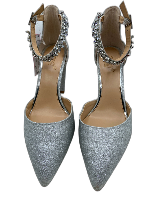 Jewel Badgley Mischka Shoe Size 9.5 Silver Glitter Crystal Accents Pumps Silver / 9.5