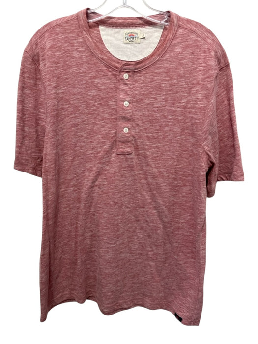 Faherty Size L Red & White Cotton Men's Short Sleeve Red & White / L