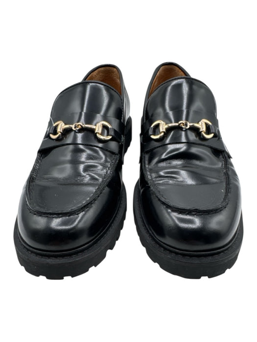 Thursday Shoe Size 9.5 Black Leather Round Toe Horsebit Lug Sole Loafer Flats Black / 9.5