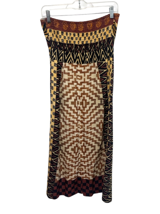 Verb Size 4 Brown & Multi Viscose Blend Keyhole Front Printed Sleeveless Dress Brown & Multi / 4