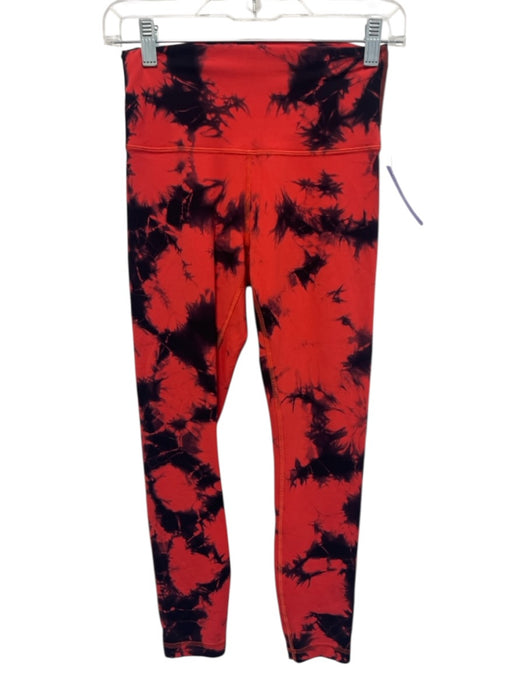 Lululemon Size 6 Orange & Black Synthetic Printed Elastic Waist Leggings Orange & Black / 6