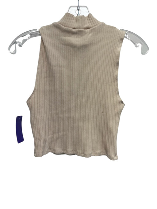 Reformation Size M Cream No Fabric Tag Ribbed Sleeveless Mock Neck Cropped Top Cream / M