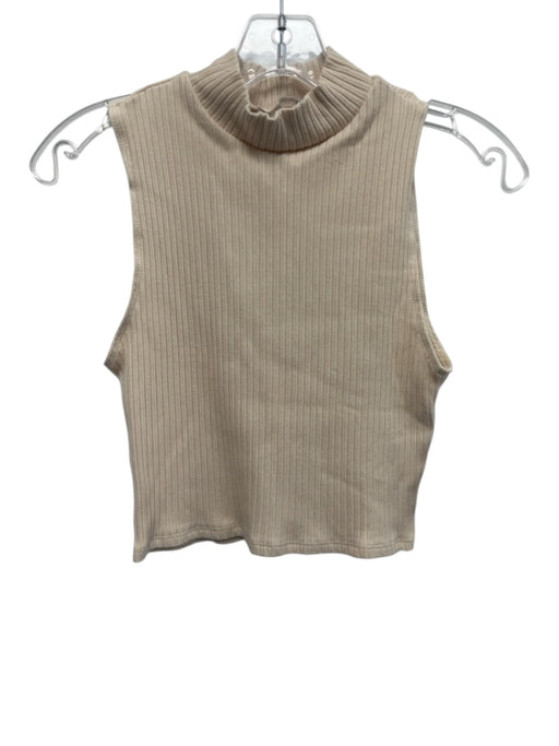 Reformation Size M Cream No Fabric Tag Ribbed Sleeveless Mock Neck Cropped Top Cream / M