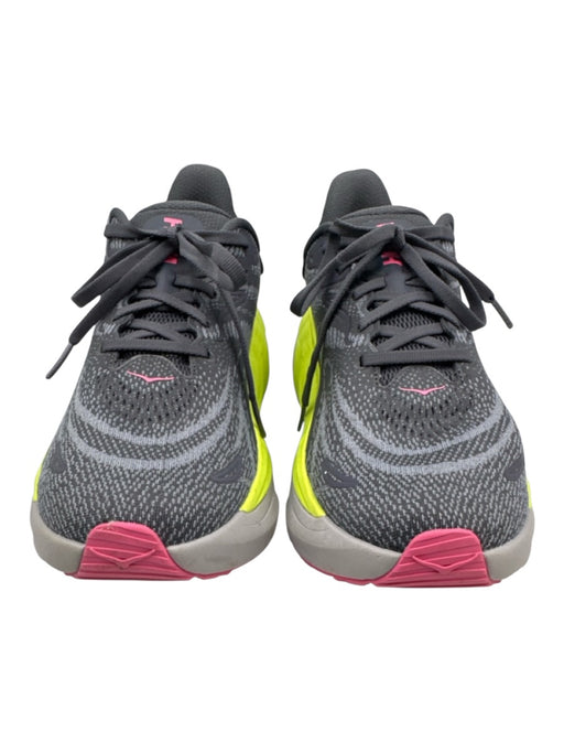 Hoka Shoe Size 10.5 Grey, Green & Multi Synthetic Lace Up Platform Runner Shoes Grey, Green & Multi / 10.5