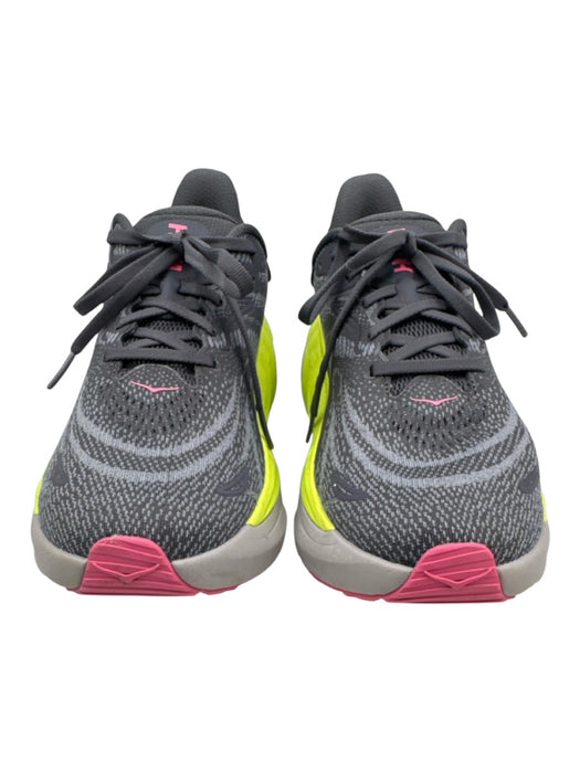 Hoka Shoe Size 10.5 Grey, Green & Multi Synthetic Lace Up Platform Runner Shoes Grey, Green & Multi / 10.5