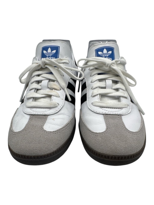 Adidas Shoe Size 8.5 White, Black & Gray Leather Lace Up Rubber Outsole Shoes White, Black & Gray / 8.5
