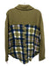 Pilcro Size S Olive Green, White, Multi Cotton Fabric Block Plaid Snap Up Jacket Olive Green, White, Multi / S