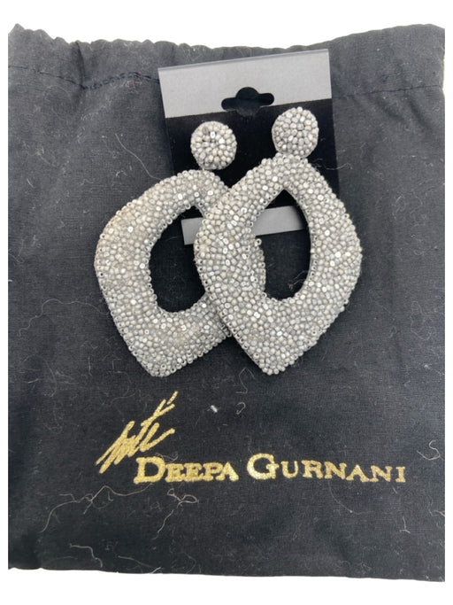 Deepa Gurnani Silver Beaded Rhombus Dangle Post Back Earrings Silver