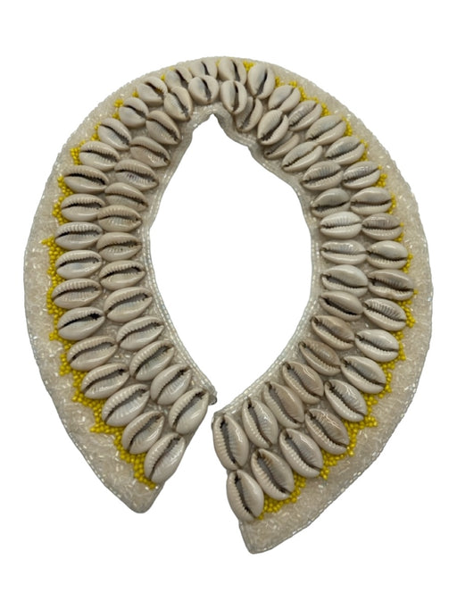 Olivia Dar White & yellow Beaded shells Collar Snap Closure Necklace White & yellow