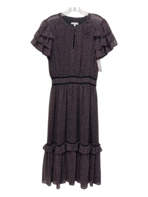 Rebecca Minkoff Size S Black, Pink, Multi Polyester floral print V Neck Dress Black, Pink, Multi / S