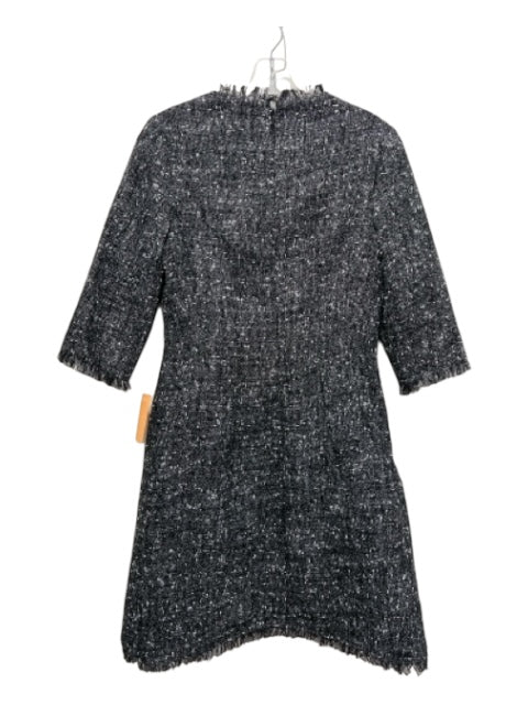 Teri Jon Size 6 Black, White, Multi Tweed Floral Embroidery 3/4 Sleeve Dress Black, White, Multi / 6